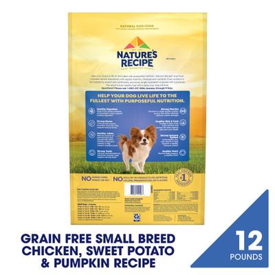 Show full view: Nature's Recipe Small Breed Grain-Free Chicken, Sweet Potato & Pumpkin Recipe Dry Dog Food, 12-lb bag slide 3 of 13