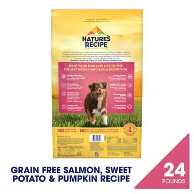 Show full view: Nature's Recipe Grain-Free Salmon, Sweet Potato & Pumpkin Recipe Dry Dog Food, 24-lb bag slide 3 of 12
