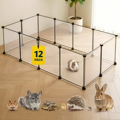 Protecto Small Pet Rabbit, Guinea Pig, Hamster Playpen, Clear, 16 x 12-in, 12 panels