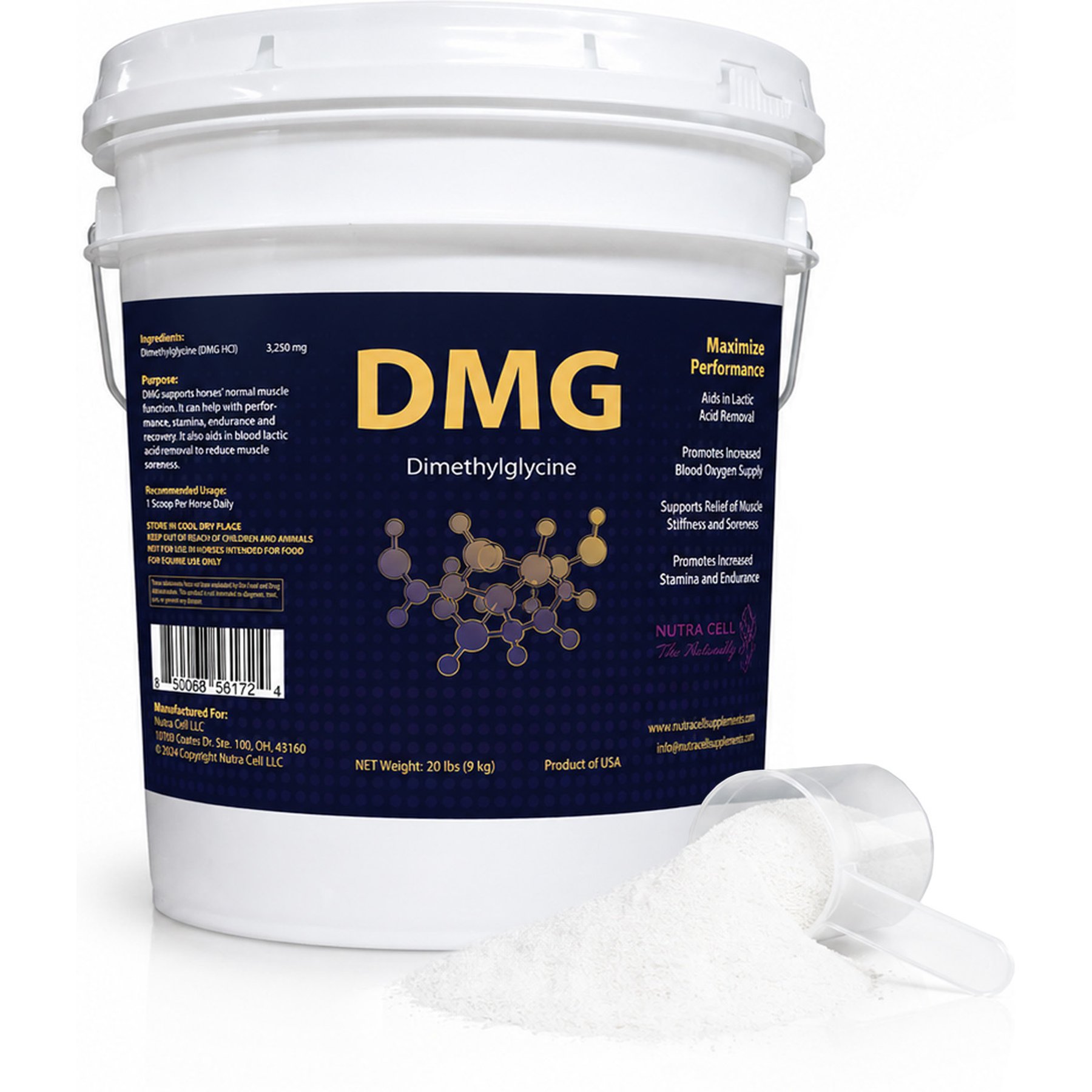 Nutra Cell DMG Tie-Up Relief Powder Horse Muscular Supplement, 20-lb bucket