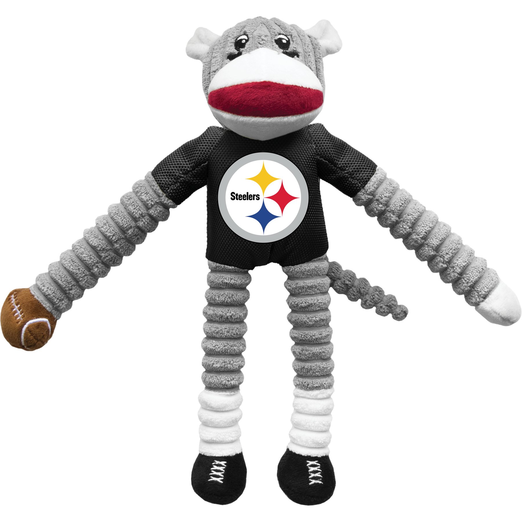 Littlearth NFL Sock Monkey Dog Chew Toy, Pittsburgh Steelers