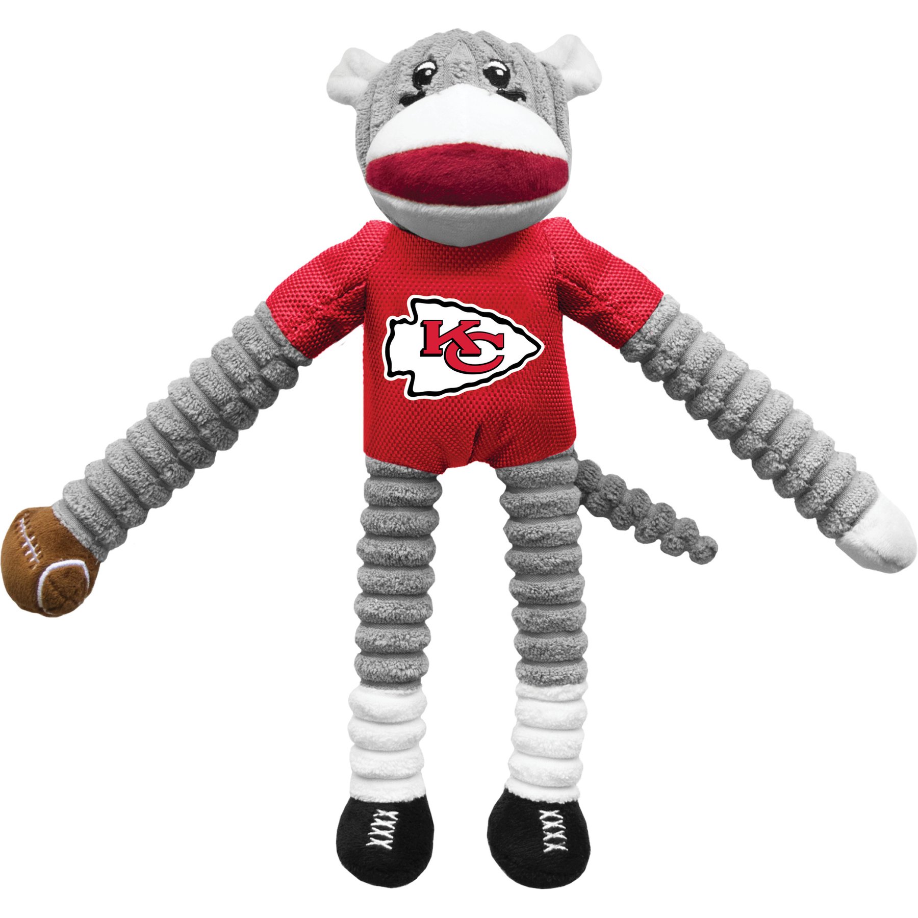 Littlearth NFL Sock Monkey Dog Chew Toy, Kansas City Chiefs