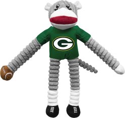 Littlearth NFL Sock Monkey Dog Chew Toy, Green Bay Packers