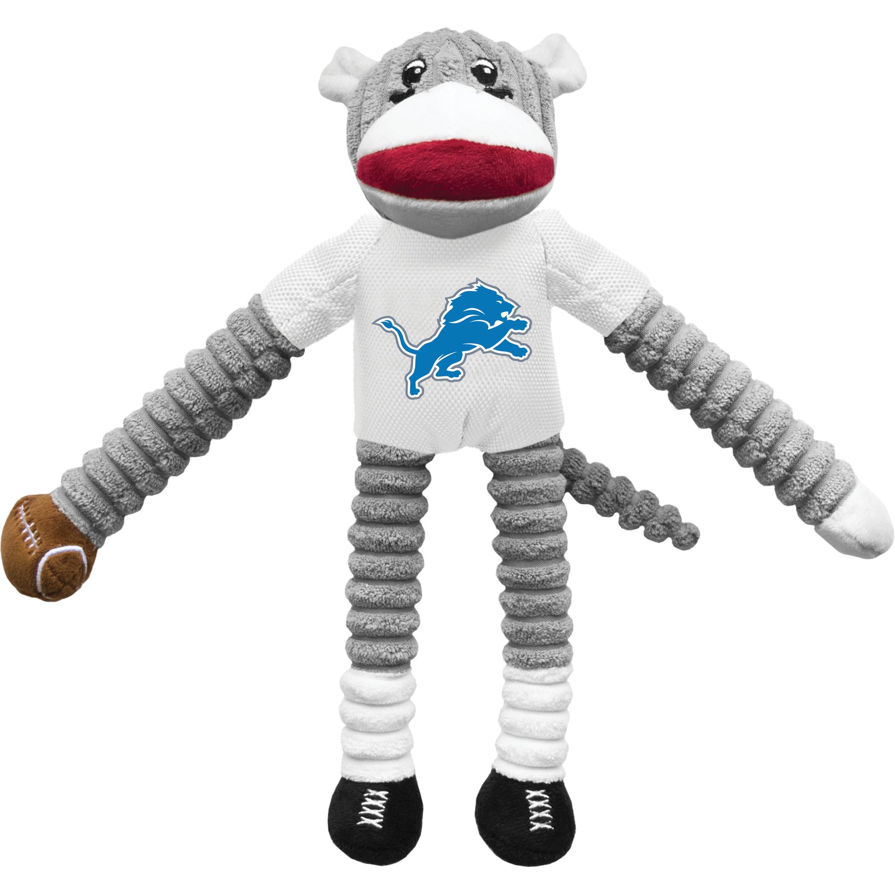 Littlearth NFL Sock Monkey Dog Chew Toy, Detroit Lions