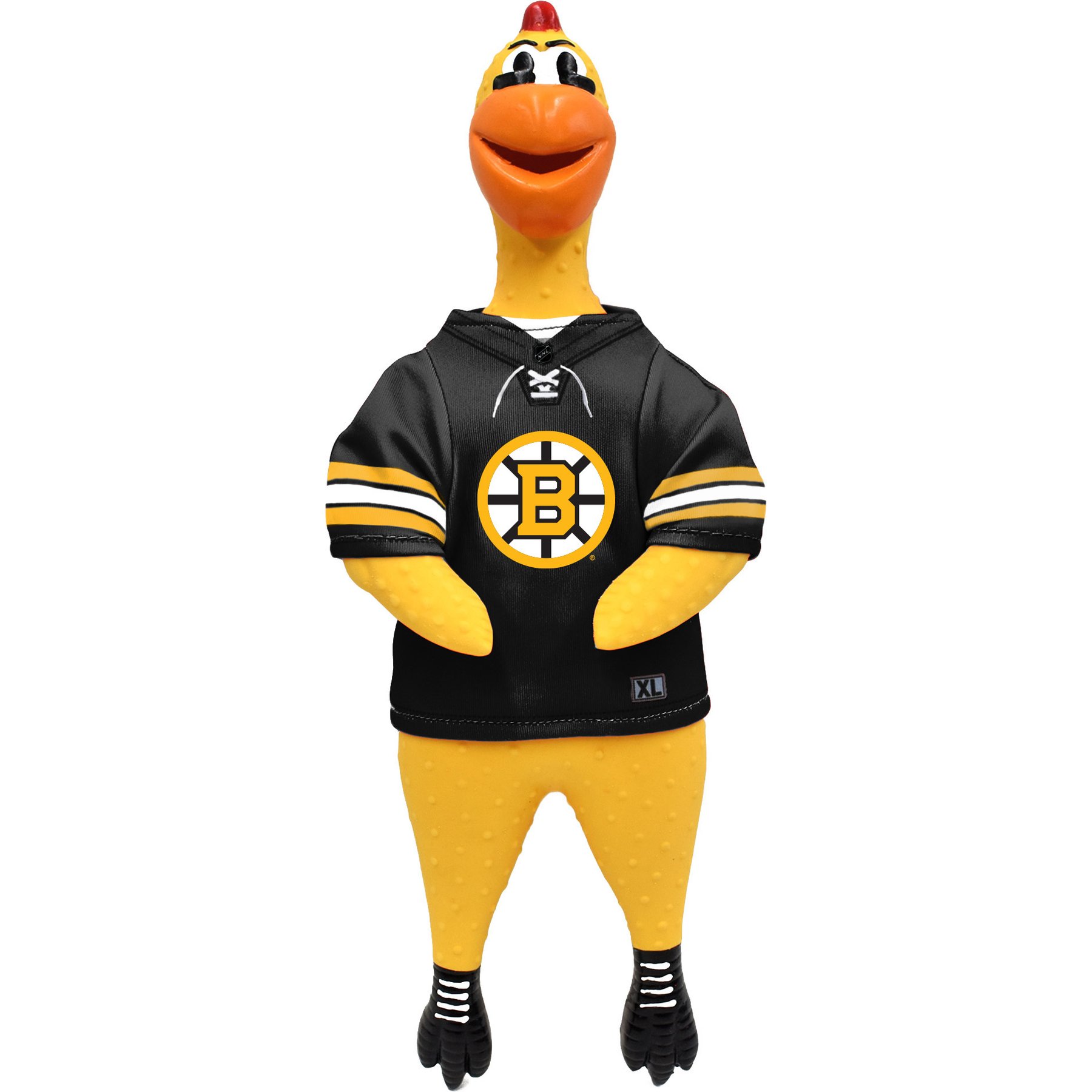 Littlearth NHL Rubber Chicken Squeaky Dog Chew Toy, Boston Bruins