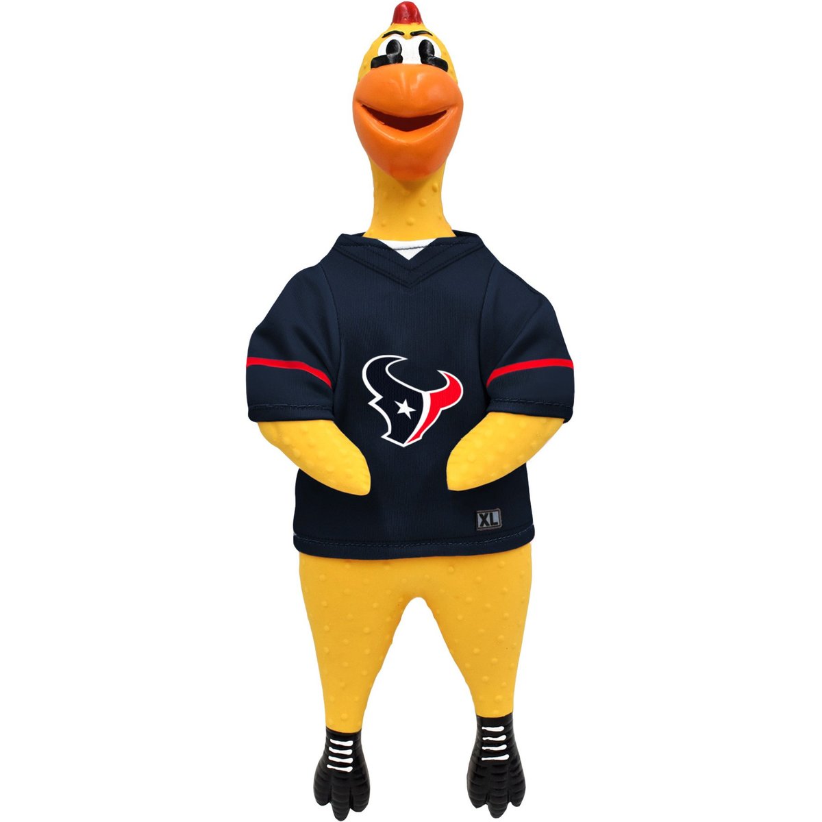 Littlearth NFL Rubber Chicken Squeaky Dog Chew Toy, Houston Texans