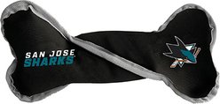 Littlearth NHL Tug Bone with Squeaker Dog Toy, San Jose Sharks