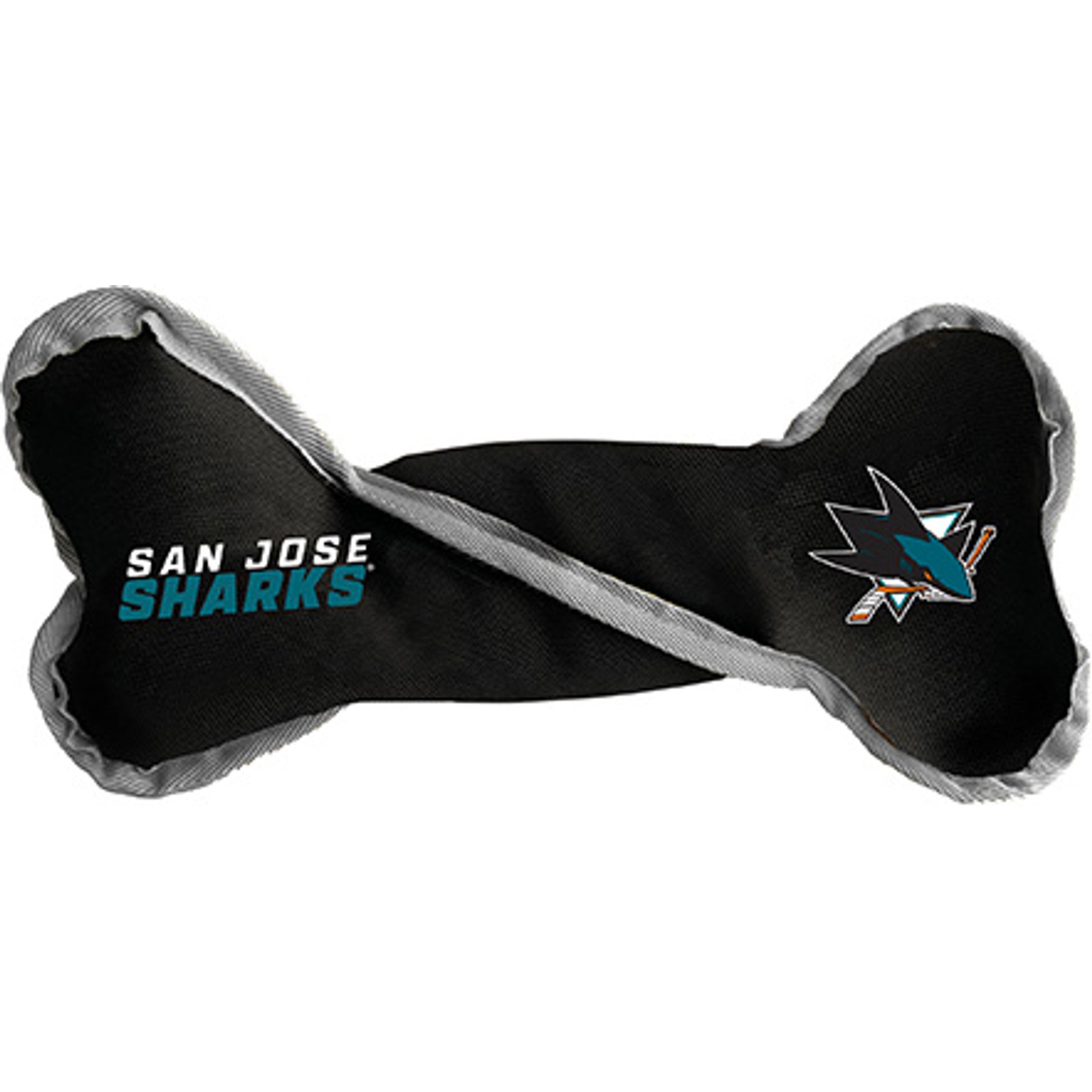 Littlearth NHL Tug Bone with Squeaker Dog Toy, San Jose Sharks