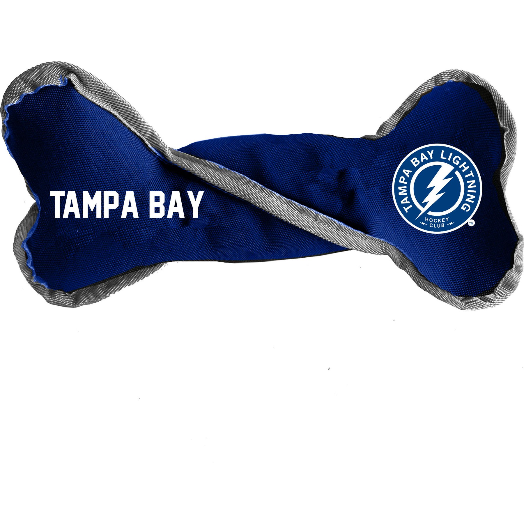 Littlearth NHL Tug Bone with Squeaker Dog Toy, Tampa Bay Lightning