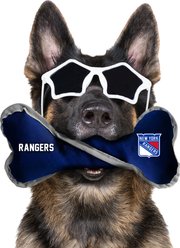 Littlearth NHL Tug Bone with Squeaker Dog Toy, New York Rangers slide 2 of 2