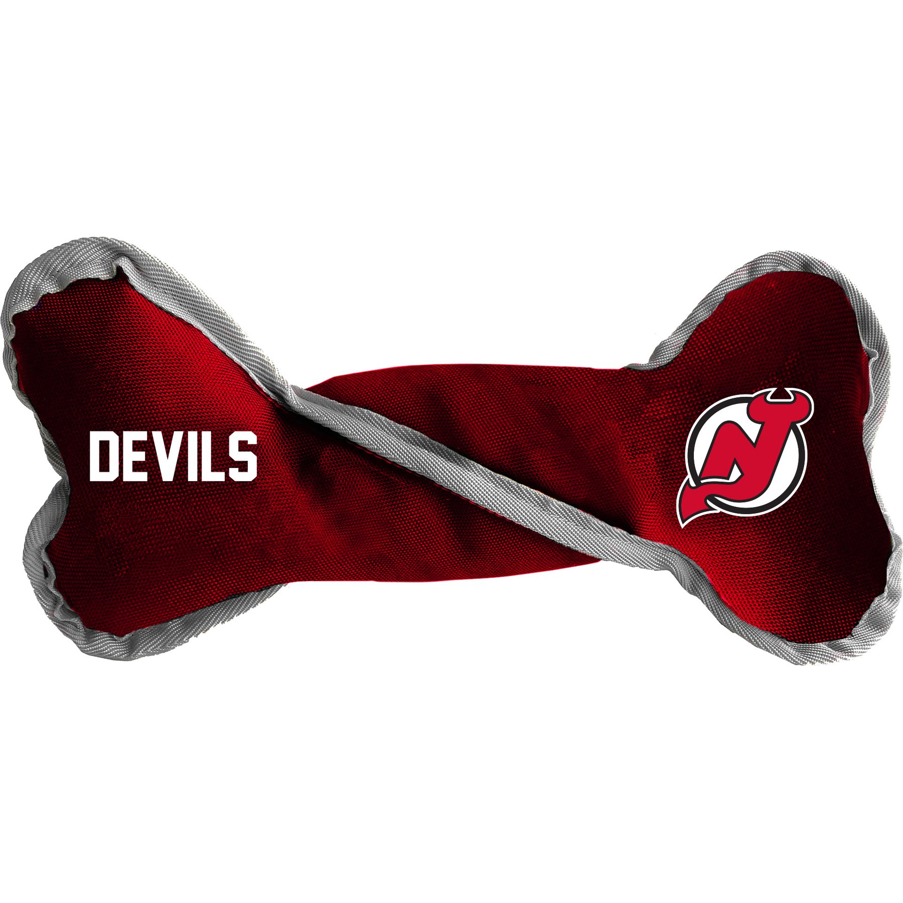 Littlearth NHL Tug Bone with Squeaker Dog Toy, New Jersey Devils