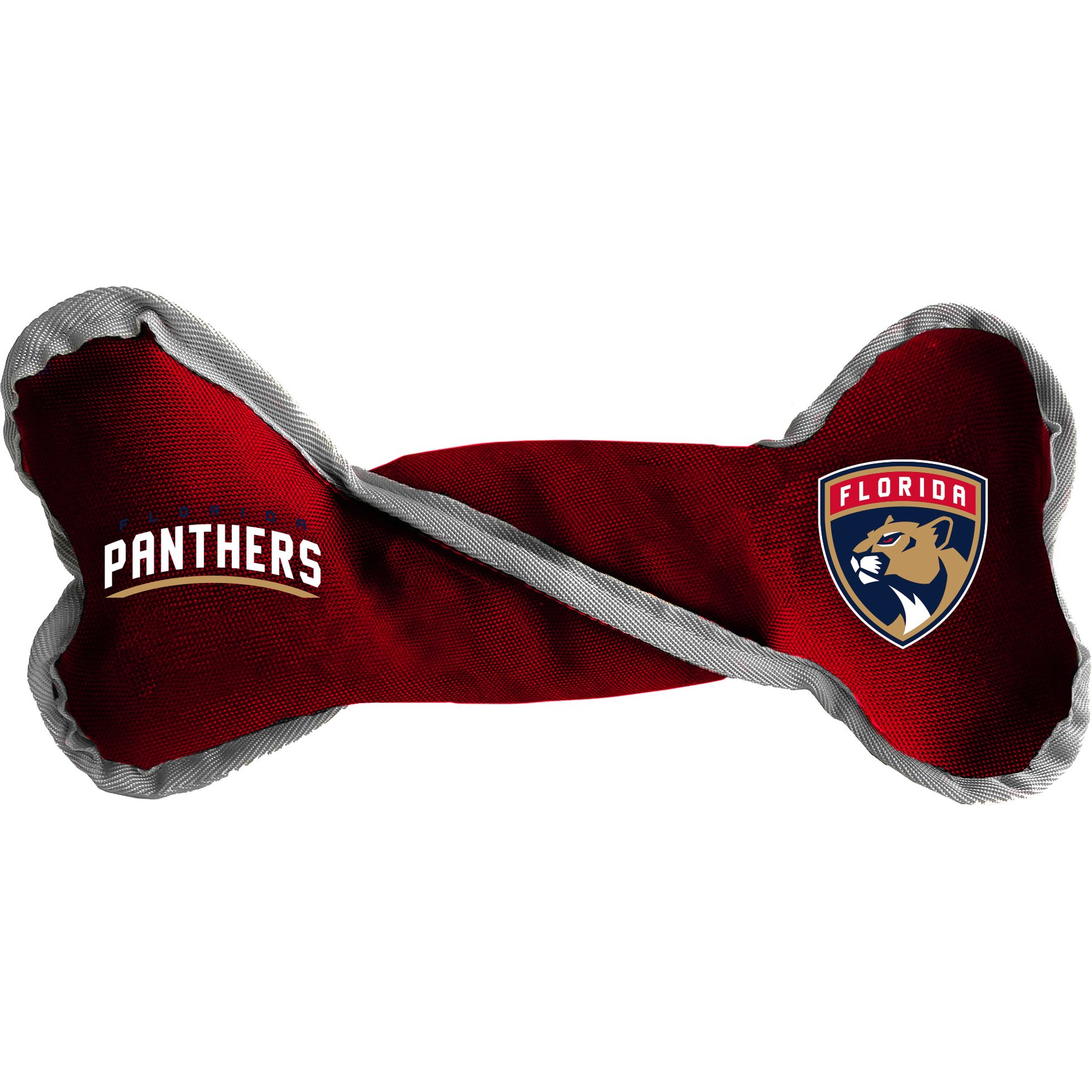 Littlearth NHL Tug Bone with Squeaker Dog Toy, Florida Panthers