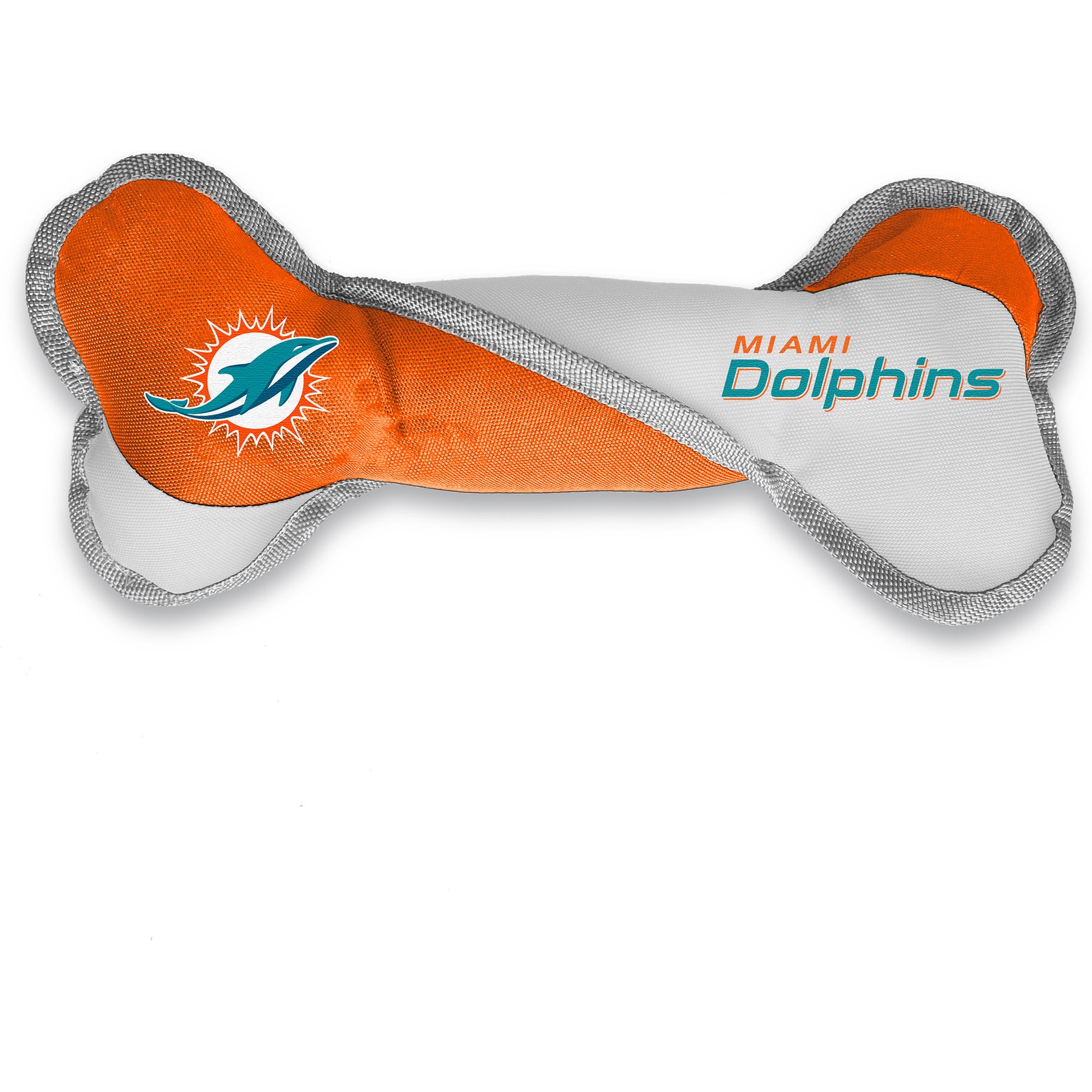 Littlearth NFL Tug Bone with Squeaker Dog Toy, Miami Dolphins
