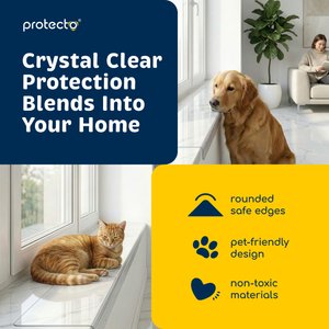 Protecto Window Sill Protector Dog & Cat Furniture Cover, Clear, 35.5 x 5.1-in, 2 count