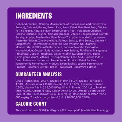 Show full view: Wellness Complete Health Adult Wholesome Grains Natural Chicken & Oatmeal Dry Dog Food, 30-lb bag slide 9 of 11