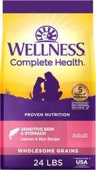 Wellness Complete Health Sensitive Skin & Stomach Adult Wholesome Grains Natural Salmon & Rice Dry Dog Food, 24-lb bag