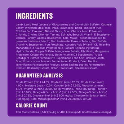 Show full view: Wellness Complete Health Adult Wholesome Grains Natural Lamb & Barley Dry Dog Food, 26-lb bag slide 9 of 11