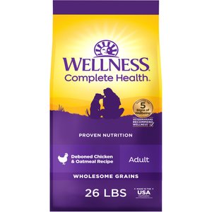 Wellness Complete Health Adult Wholesome Grains Natural Chicken & Oatmeal Dry Dog Food, 26-lb bag