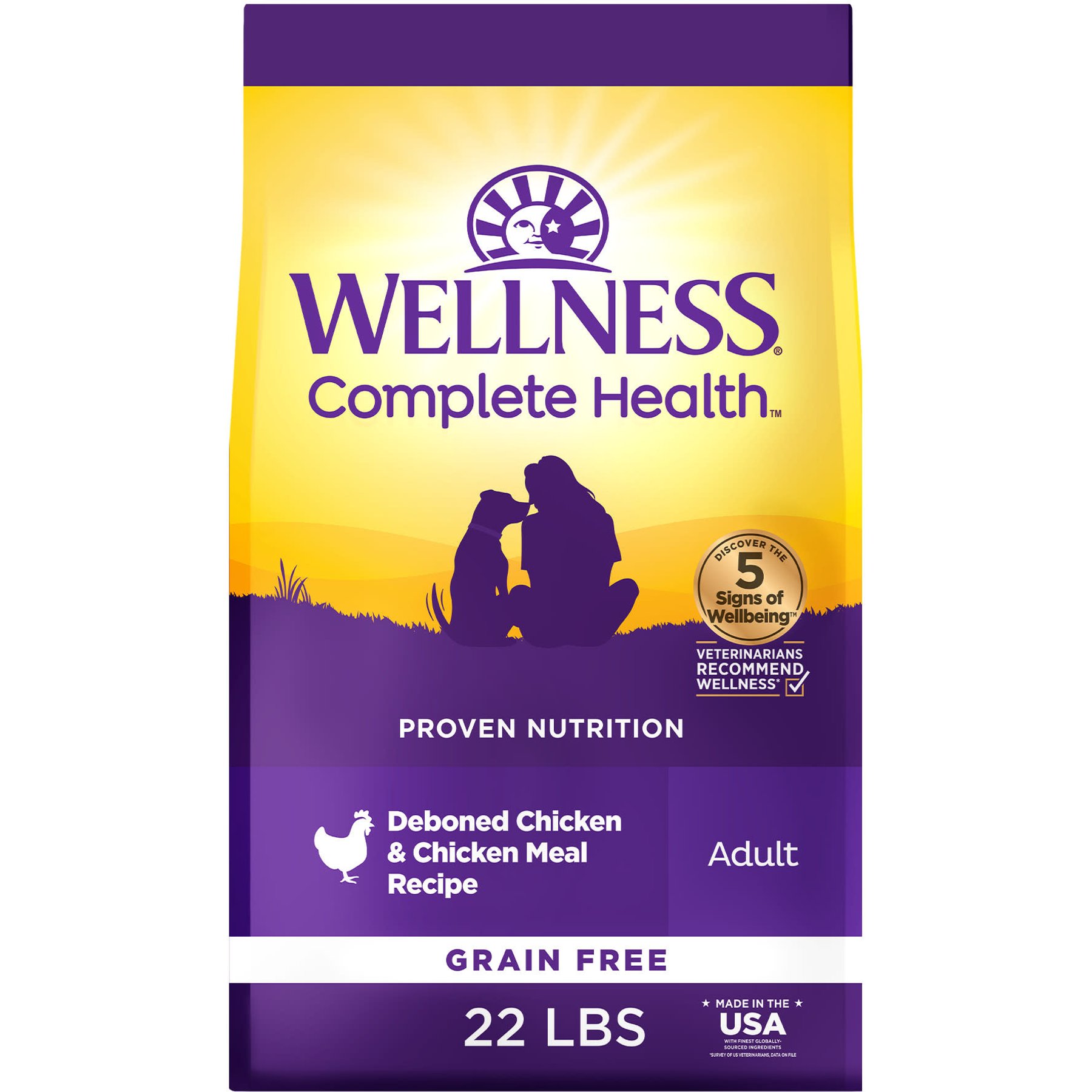 Wellness Complete Health Adult Grain-Free Natural Chicken Dry Dog Food, 22-lb bag