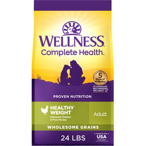 Wellness Complete Health Healthy Weight Adult Wholesome Grains Natural Chicken & Peas Dry Dog Food, 24-lb bag