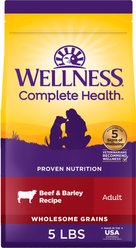 Wellness Complete Health Adult Wholesome Grains Natural Beef & Barley Dry Dog Food, 5-lb bag