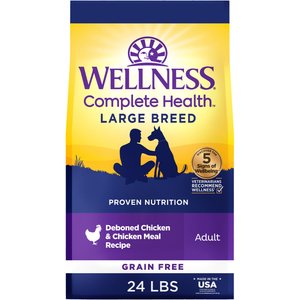 Wellness Complete Health Large Breed Adult Grain-Free Natural Chicken Dry Dog Food, 24-lb bag