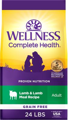 Wellness Complete Health Adult Grain-Free Natural Lamb Dry Dog Food, 24-lb bag