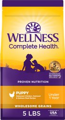 Wellness Complete Health Puppy Wholesome Grains Natural Chicken, Oatmeal, & Salmon Dry Dog Food, 5-lb bag slide 1 of 9