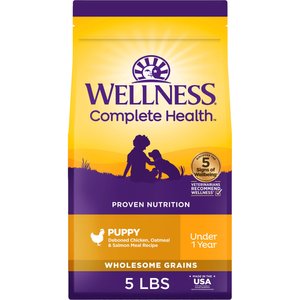 Wellness Complete Health Puppy Wholesome Grains Natural Chicken, Oatmeal, & Salmon Dry Dog Food, 5-lb bag