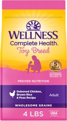 Wellness Complete Health Toy Breed Adult Wholesome Grains Natural Chicken, Brown Rice, & Peas Dry Dog Food, 4-lb bag