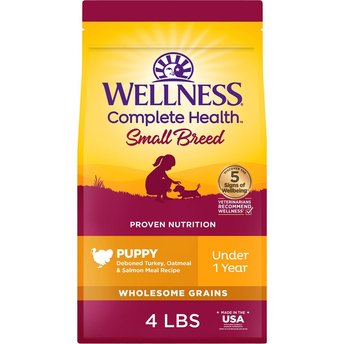Wellness Small Breed Puppy Turkey & Salmon Dry Dog Food, 4-lb bag