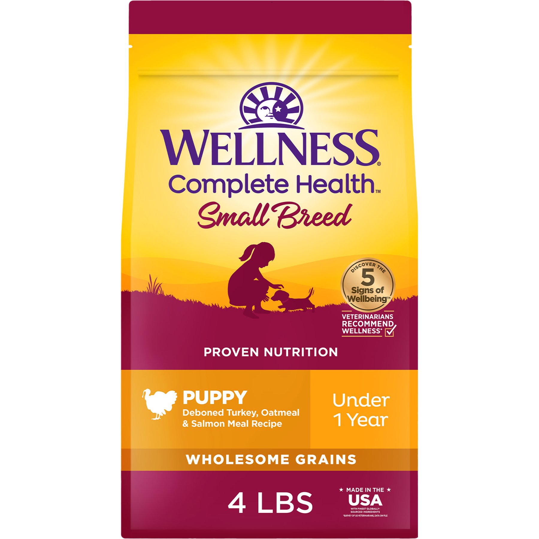 Wellness Small Breed Puppy Turkey & Salmon Dry Dog Food, 4-lb bag