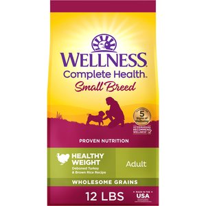 Wellness Complete Health Healthy Weight Small Breed Adult Wholesome Grains Natural Turkey & Brown Rice Dry Dog Food, 12-lb bag