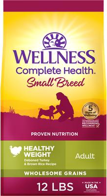 Wellness Complete Health Healthy Weight Small Breed Adult Wholesome Grains Natural Turkey & Brown Rice Dry Dog Food, 12-lb bag