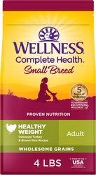 Wellness Complete Health Healthy Weight Small Breed Adult Wholesome Grains Natural Turkey & Brown Rice Dry Dog Food, 4-lb bag