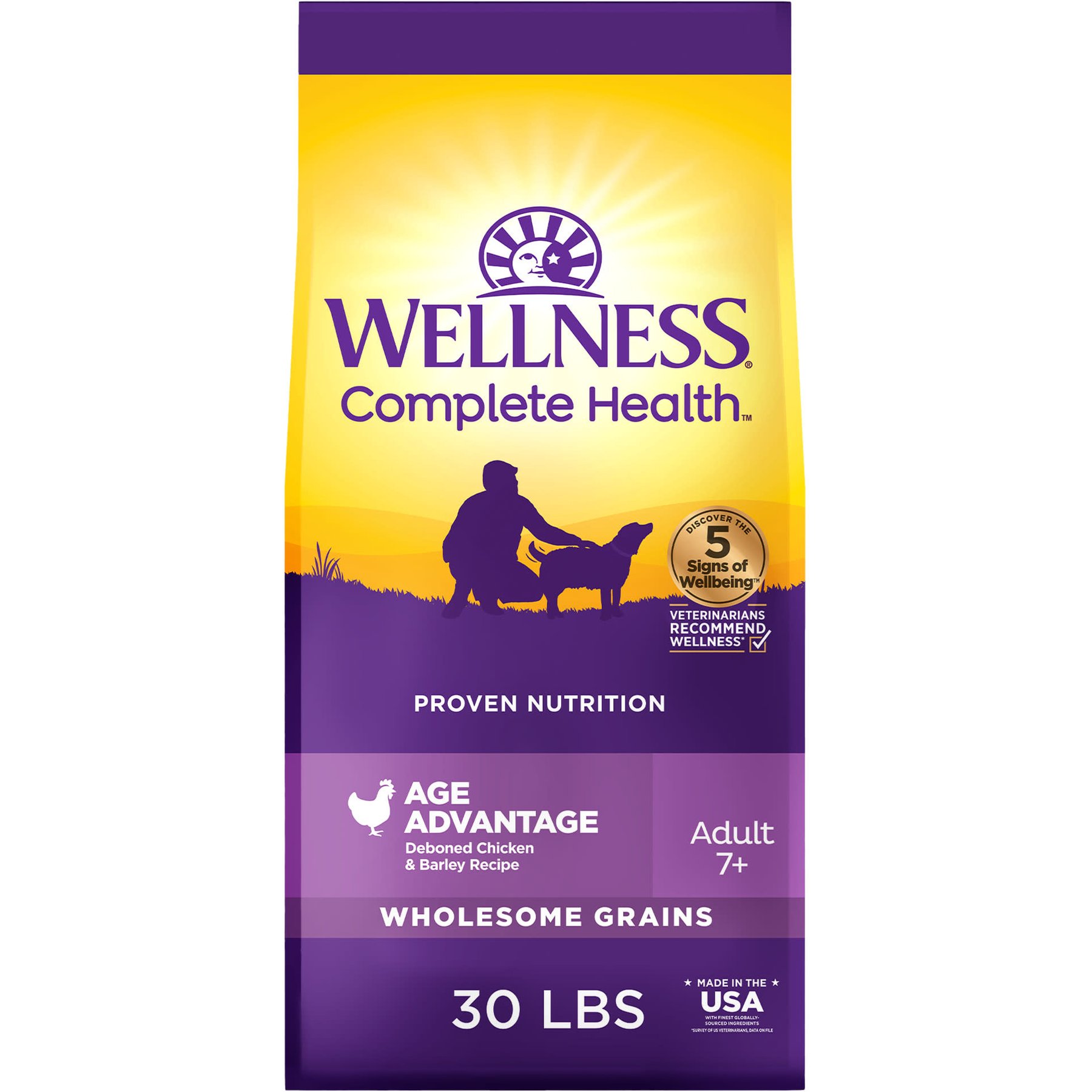 Wellness Complete Health Senior Chicken & Barley Dog Food, 30-lb