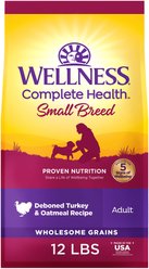 Wellness Complete Health Small Breed Adult Wholesome Grains Natural Turkey & Oatmeal Dry Dog Food, 12-lb bag