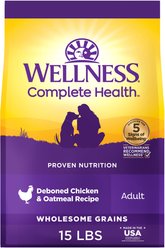 Wellness Complete Health Adult Wholesome Grains Natural Chicken & Oatmeal Dry Dog Food, 15-lb bag