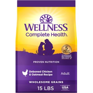 Wellness Complete Health Adult Wholesome Grains Natural Chicken & Oatmeal Dry Dog Food, 15-lb bag