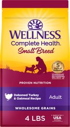 Wellness Complete Health Small Breed Adult Wholesome Grains Natural Turkey & Oatmeal Dry Dog Food, 4-lb bag