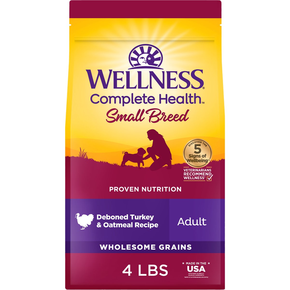 Wellness Small Breed Complete Health Turkey & Oatmeal Dog Food, 4-lb
