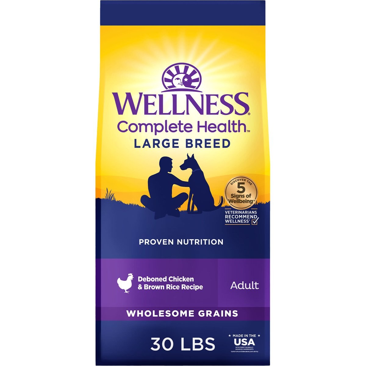 Wellness Large Breed Deboned Chicken & Rice Dry Dog Food, 30-lb bag
