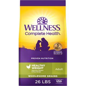 Wellness Complete Health Healthy Weight Adult Wholesome Grains Natural Chicken & Peas Dry Dog Food, 26-lb bag