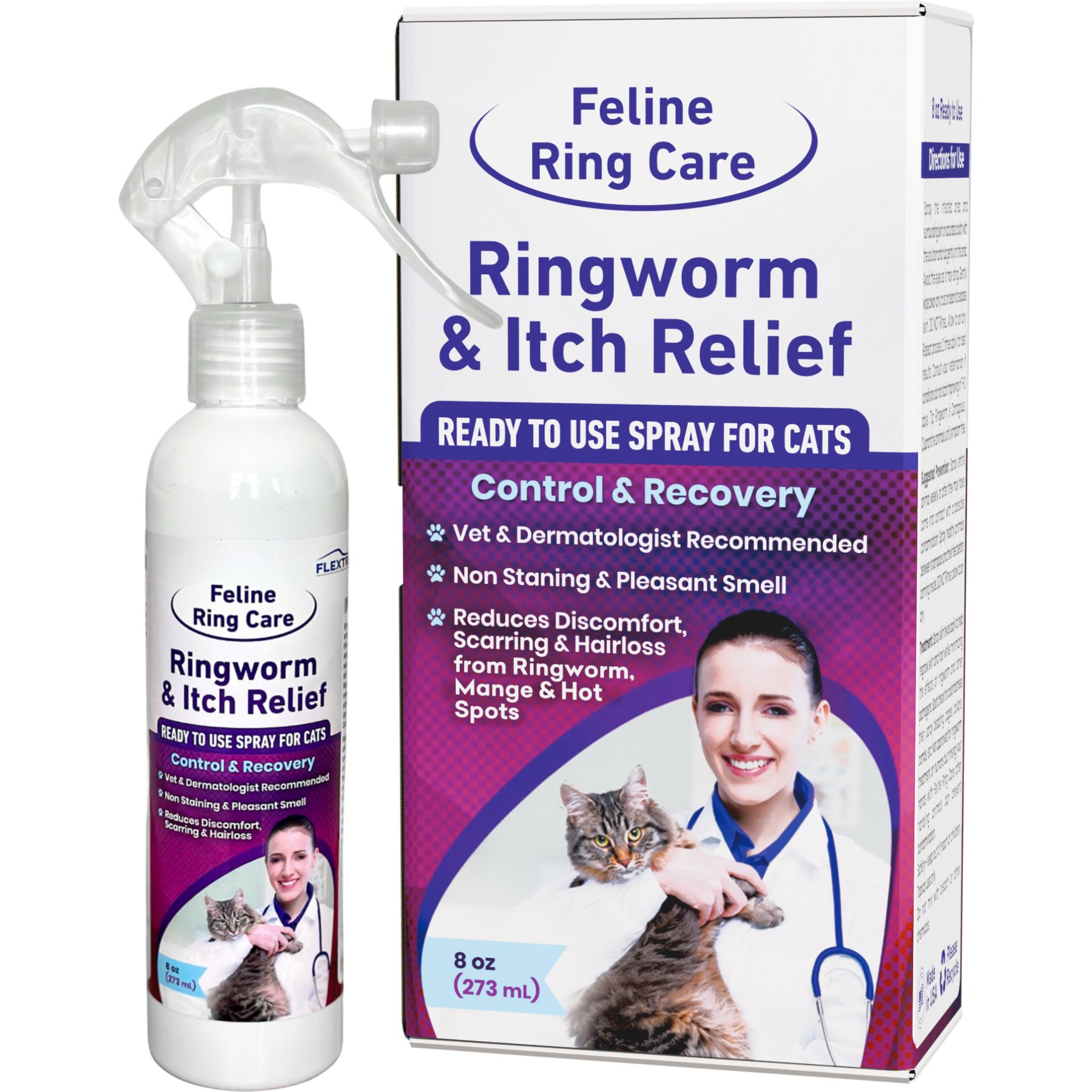 Feline Ring Care Ringworm & Itch Relief RTU Wound Care Spray for Cats, 8-fl oz bottle