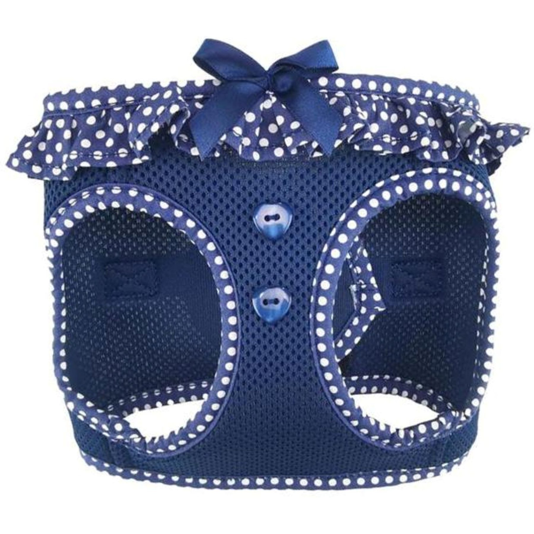 Doggie Design American River Choke Free Polka Dot Collection Dog Harness, Navy, XX-Small: 9 to 11-in chest