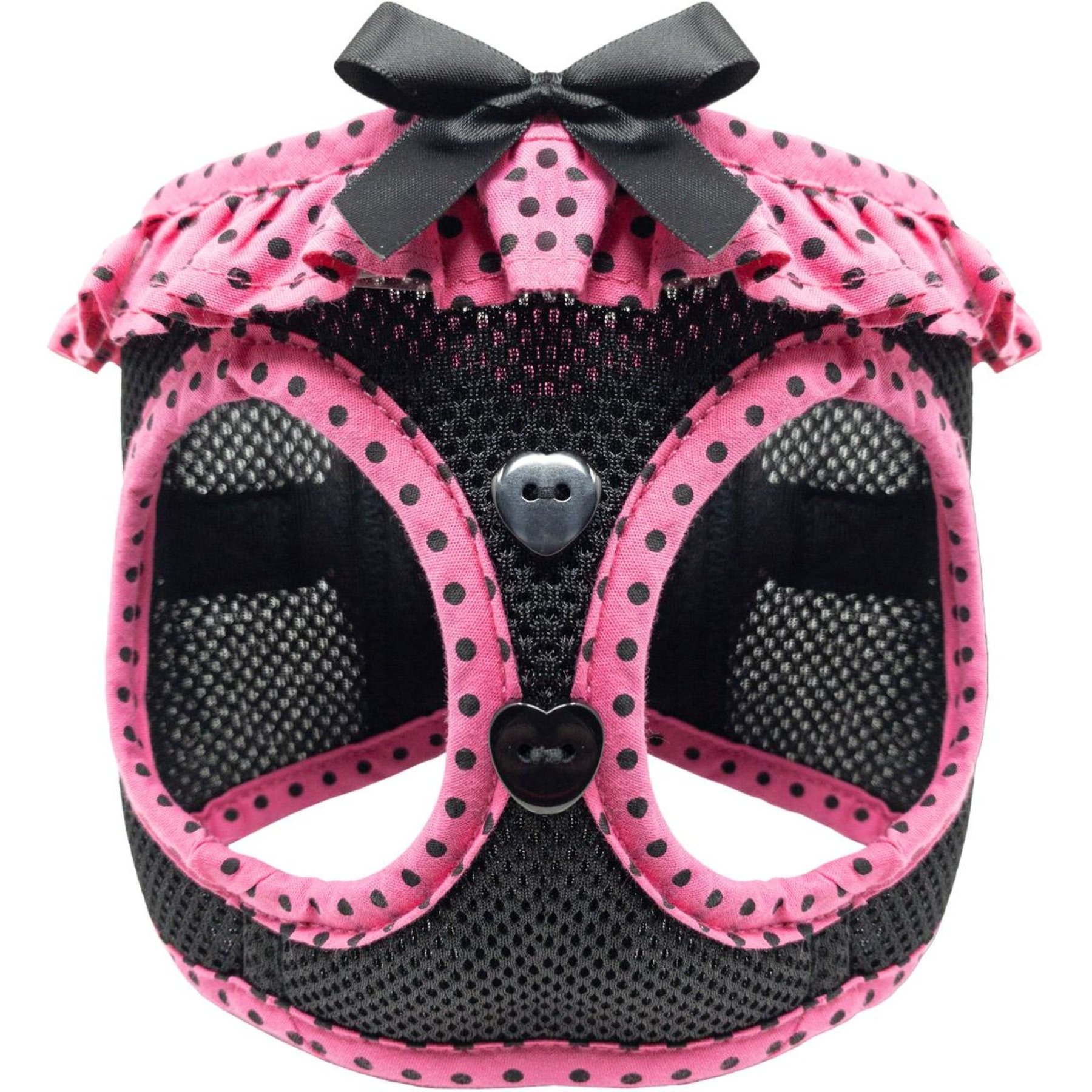 Doggie Design American River Choke Free Polka Dot Collection Dog Harness, Hot Pink & Black, Large: 19 to 21-in chest