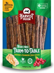 Harvest Moon Farm To Table Rawhide-Free Chicken & Cranberry Flavored Soft & Chewy Dog Jerky Strips, 8-oz bag