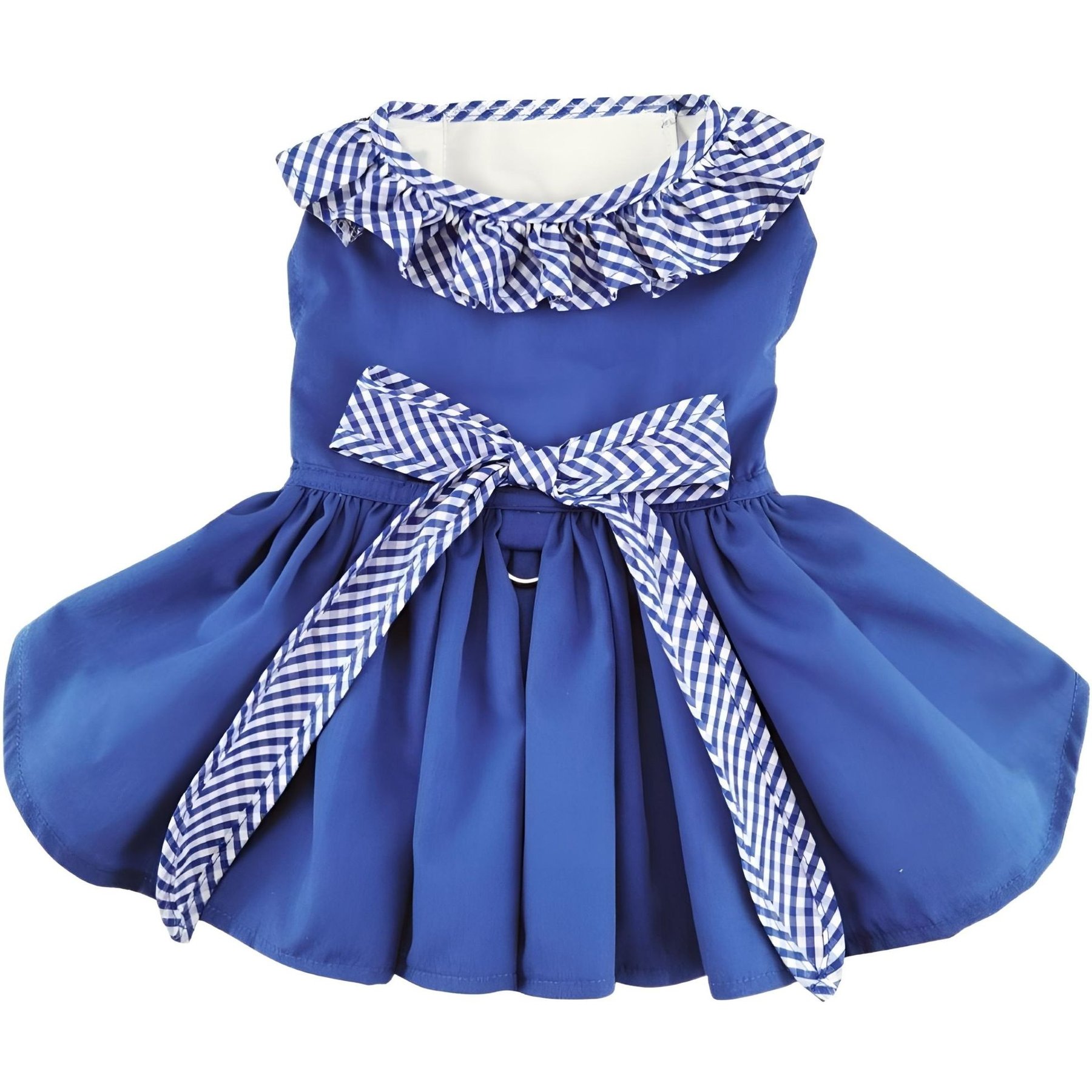 Doggie Design Gingham Dog Dress, Blue, Medium