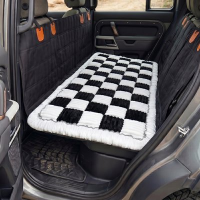 PETSPARX PETSPARX Non-Slip Mat Car Seat Protector Dog Bed, Medium, White/Black
