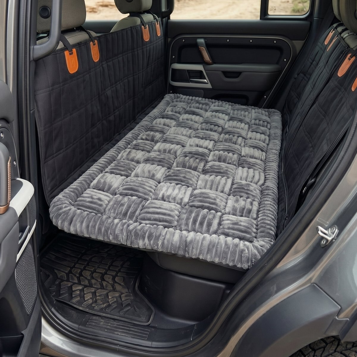 PETSPARX Non-Slip Mat Car Seat Protector Dog Bed, Medium, Gray